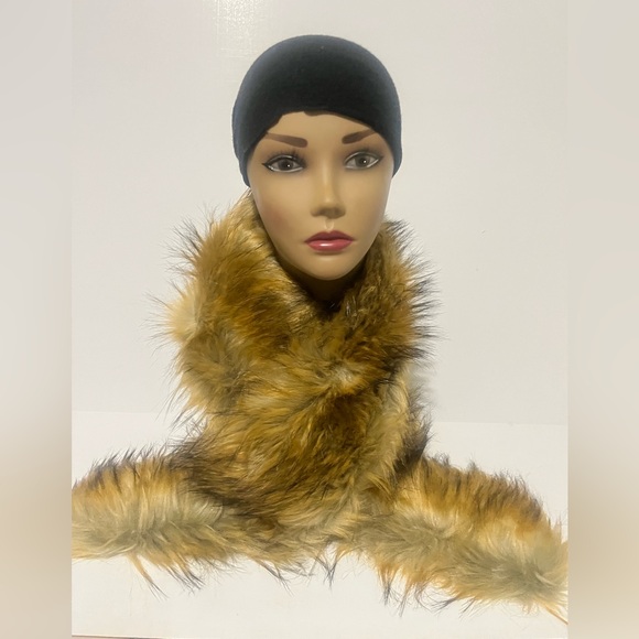 Free People Jagger Faux Fur Scarf with Black, Tan and Brown - Picture 1 of 5